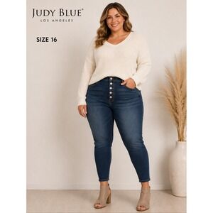 Judy Blue Womens Jeans Stylish Blue Distressed Denim Plus Size 16W